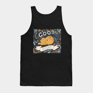 good night sleeping cat hand drawn Tank Top